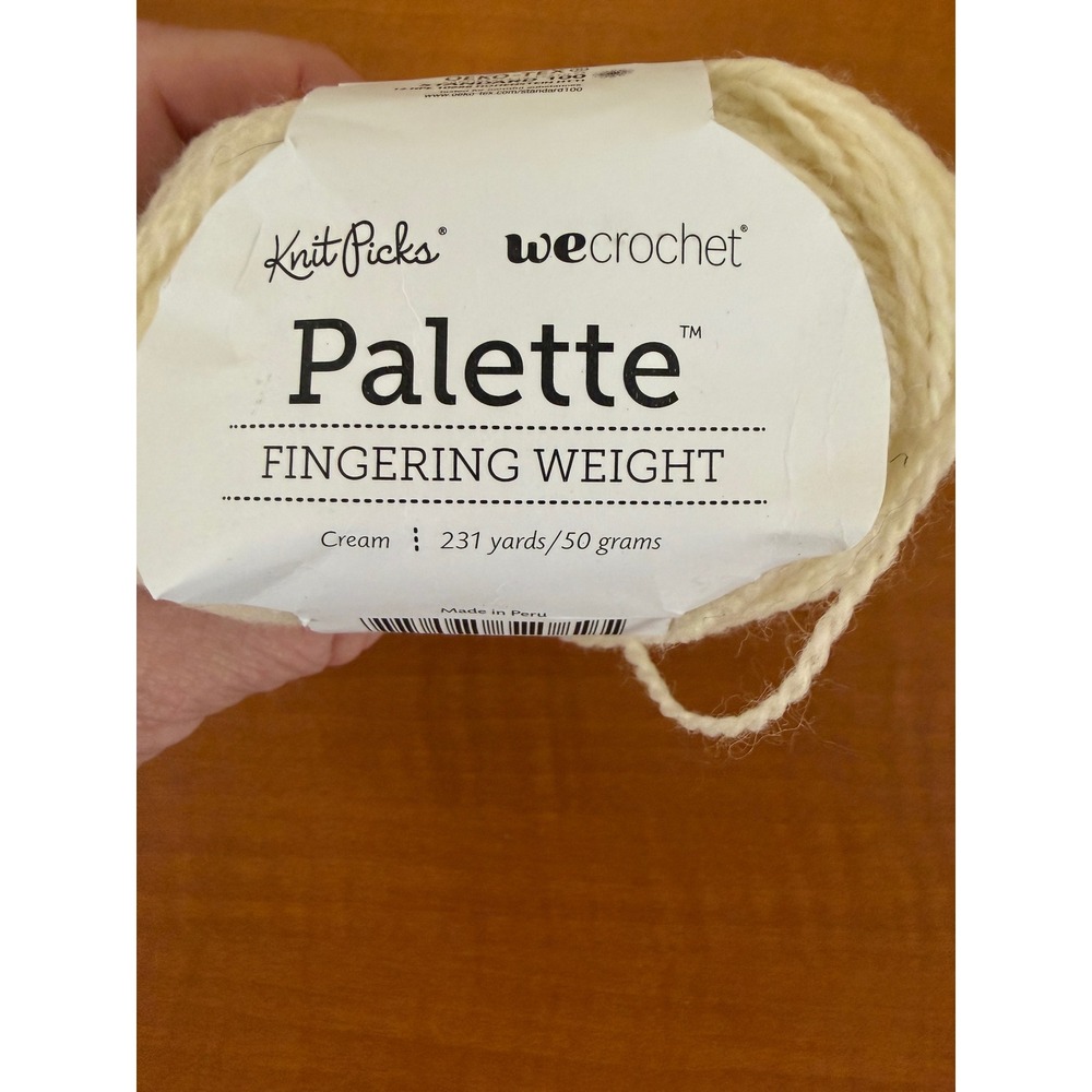 Knit Picks Fingering Weight Yarn Cream 100% Peruvian Highland Wool 4 Skein